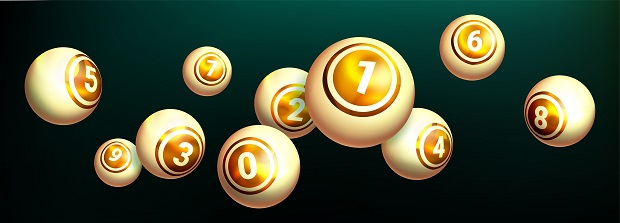 Glossy golden balls with numbers